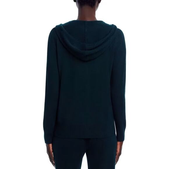 C by Bloomingdale's Women Dark Green Cashmere Knit Zip Hoodie Sweater Size XS - Picture 4 of 6